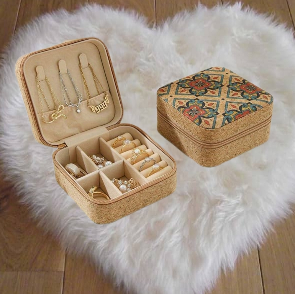 Mini Travel Jewelry Organizer with Zipper for Earrings, Rings, etc.